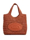 Tod's Shopping Bag In Raffia And Leather Mini In Brown