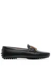 Tod's Logo Plaque Round Toe Loafers In 黑色
