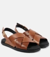 TOD'S WOVEN LEATHER SANDALS