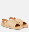 Tod's Woven Leather-trimmed Sandals In Beige