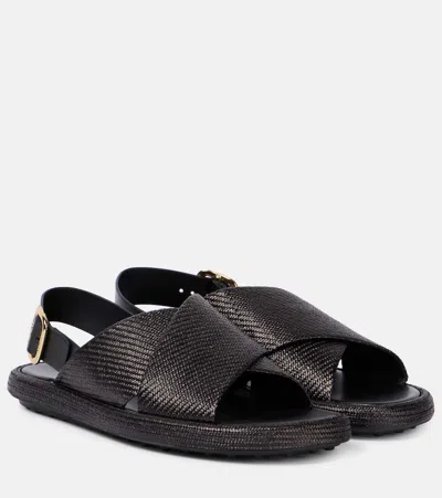 Tod's Woven Leather-trimmed Sandals In Black