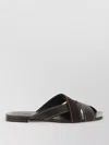 Tod's Flat Leather Sandals With Crossed Straps Shoes In Multi