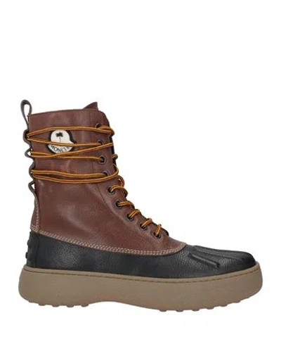 Tod's X 8 Moncler Palm Angels Man Ankle Boots Dark Brown Size 9 Leather
