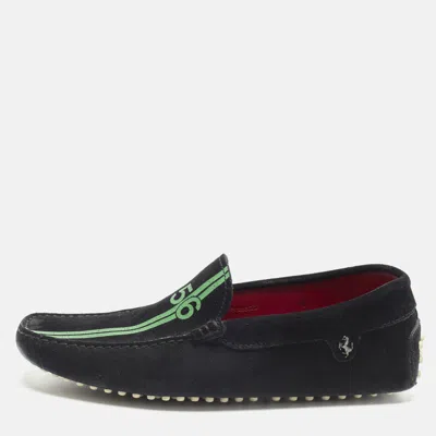 Pre-owned Tod's X Ferrari Size 41 Black Suede Slip On Loafers