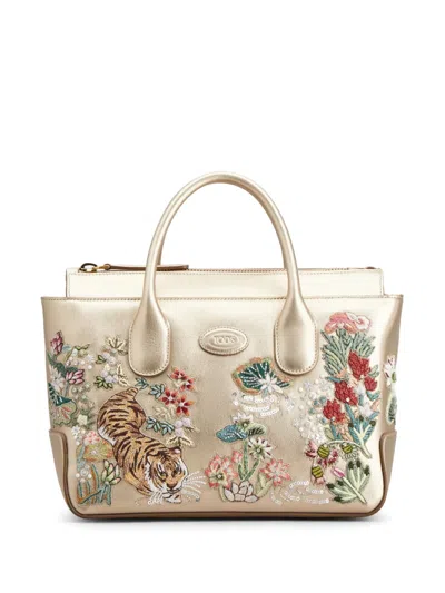 Tod's X Rahul Mishra Di Tote Bag In Gold