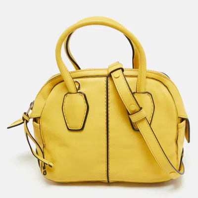 Pre-owned Tod's Yellow Leather Bauletto Satchel
