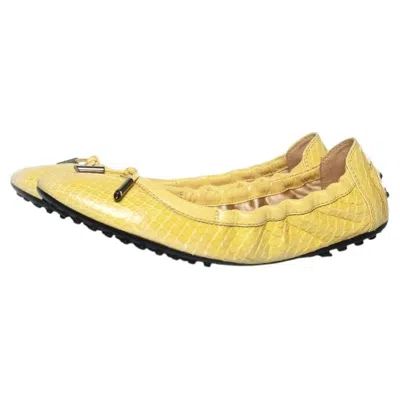 Pre-owned Tod's , Yellow Python Leather Ballerina Flats