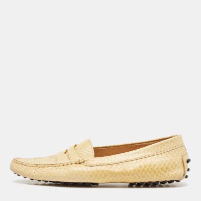 Pre-owned Tod's Yellow Python Leather Loafers Size 37.5