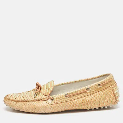 Pre-owned Tod's Yellow/orange Python Leather Penny Loafers Size 41