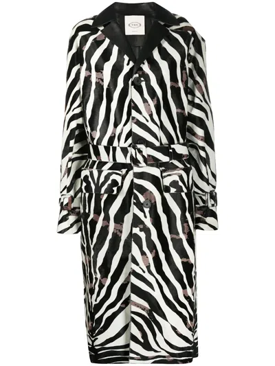 Tod's Trenchcoat Mit Zebra-print In Black