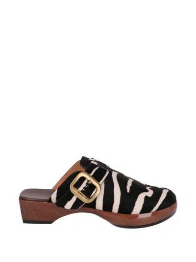 Tod's Zebra-print Buckle-fastening Mules In Black