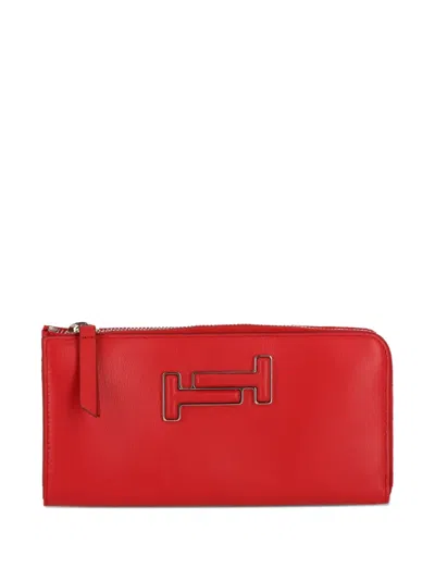 Tod's Zip-around T Logo Wallet In Red