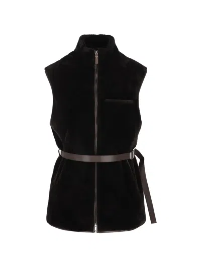 Tod's Zip-belt Waistcoast In Black