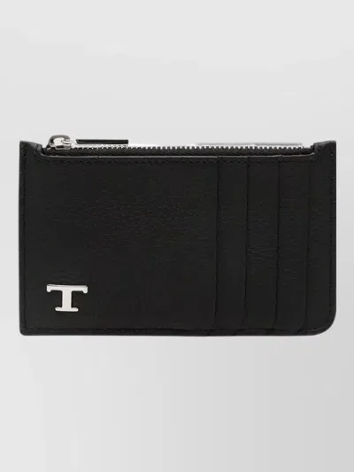Tod's Zip Card Case Logo Detail Slots In Black