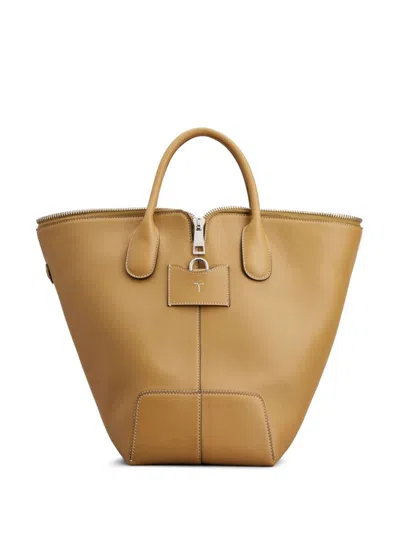 Tod's Zip-fastening Tote Bag In Neutrals