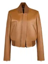 Tod's Zip Leather Bomber Jacket In Brown