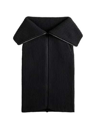 Tod's Zip Ribbed Skirt In Black