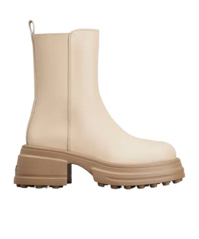 Tod's Zip-up Leather Boots In Nude