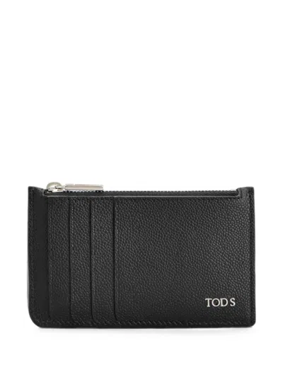 Tod's Zipped Card Holder In Leather In Black