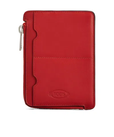 Tod's Zipper Clutch In Red