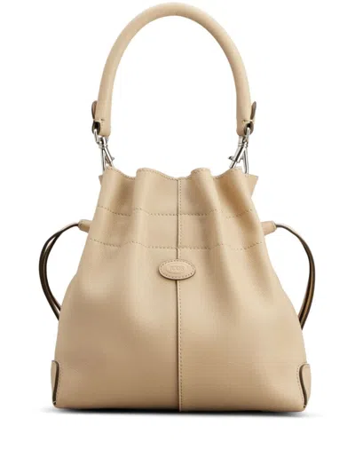 Tod's Borsa A Secchiello In Pelle Mini In Neutral