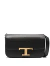 Tod's Calfskin Shoulder Bag With Sleek Design And Gold Hardware Accent In Black