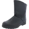 Toe Warmers Summit 2 Womens Leather Wedges Ankle Boots In Black