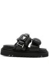 Toga Pulla Chunky Sole Sandals With Padded Straps In Black