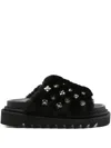 Toga 40mm Shearling Studded Sandals In Black