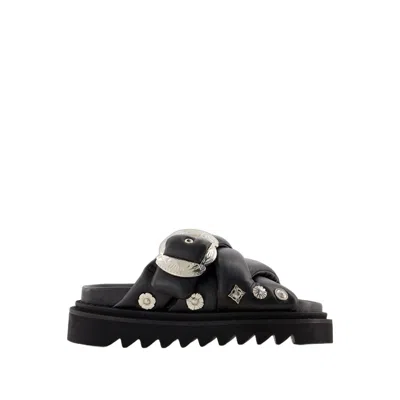 Toga Padded Leather Sandals In Black