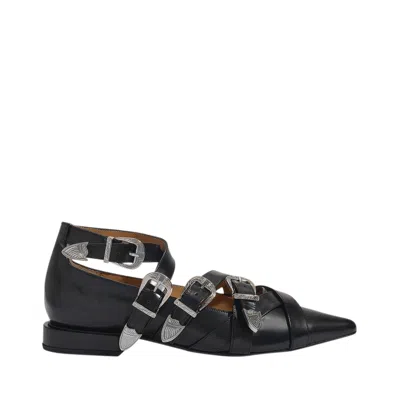 TOGA AJ926 FLAT SHOES - TOGA PULLA - BLACK - POLIDO