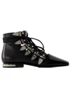 Toga Buckled Lace-up Leather Sandals In Black