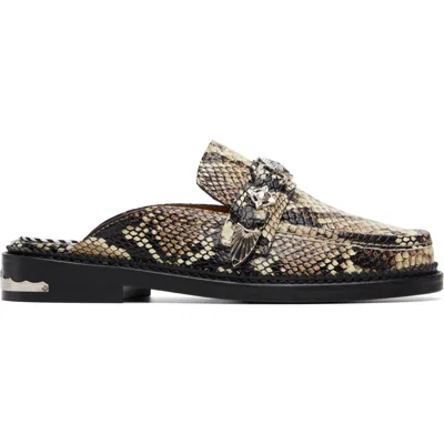 Toga Beige Embossed Snake Slip-on Loafers In Animal Print