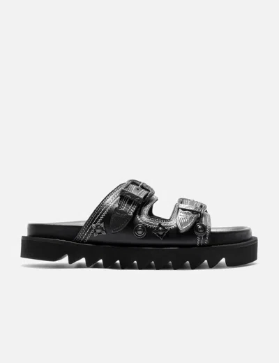 Toga Black Buckle Sandals