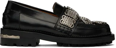 Toga Black Chain Link Loafers In Aj1086 Black