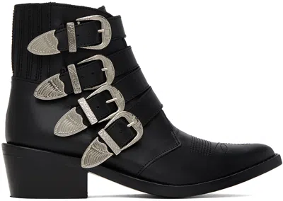 Toga Black Cowboy Boots In Aj006 Black
