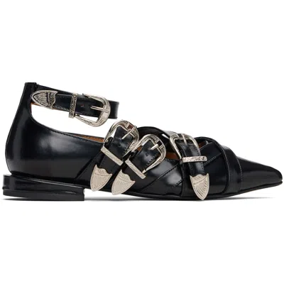 Toga Black Cross Strap Ballerina Flats