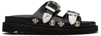Toga Buckle Strap Sandals In Aj844 Black
