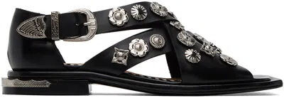 TOGA BLACK EMBELLISHED SANDALS