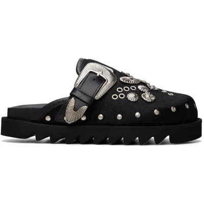 Toga Black Eyelet Metal Clog Loafers In Multi