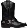 Toga Pulla Black Hard Leather Medium Boots In Animal Print