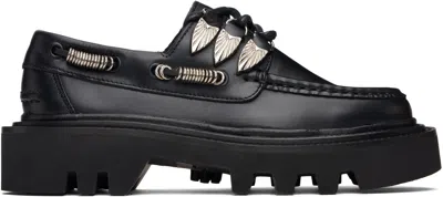 Toga Black Lace Up Hoop Detail Boat Shoes