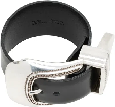 Toga Black Leather Bangle Bracelet