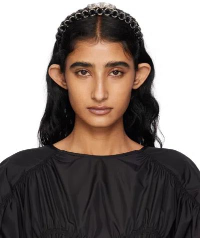 Toga Black Leather Braid Headband
