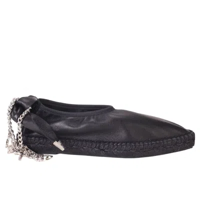 Toga Black Leather Espadrille Slip-on With Chain