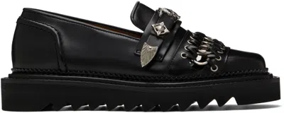 Toga Black Leather Loafers In Aj1330 Black