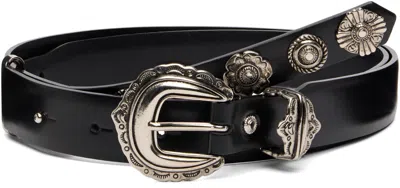 Toga Black Leather Motif Belt
