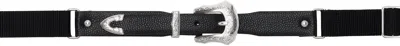 Toga Black Leather Nylon Belt In 26 Black