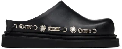 Toga Black Leather Slip-on Loafers In Aj1380 - Black