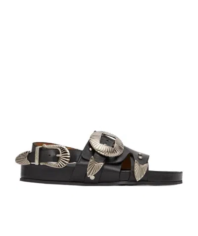 Toga Black Logo Sandals